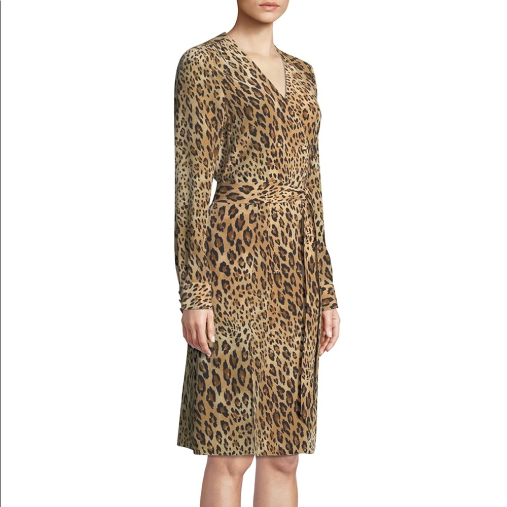 FRAME -  Wrap Dress W/ Button - Leopard Print - XS